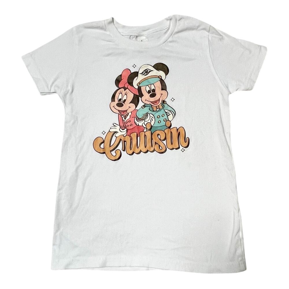 Disney Cruisin’ Mickey Mouse and Minnie Graphic Tee Size S